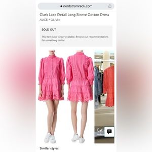 NWT Alice + Olivia Embroidered Clarke Dress Rose Pink size 6